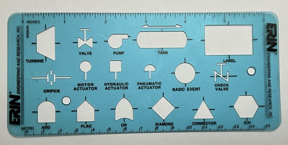 ERIN Engineering Nuclear Reactor System Flowchart Stencil Template