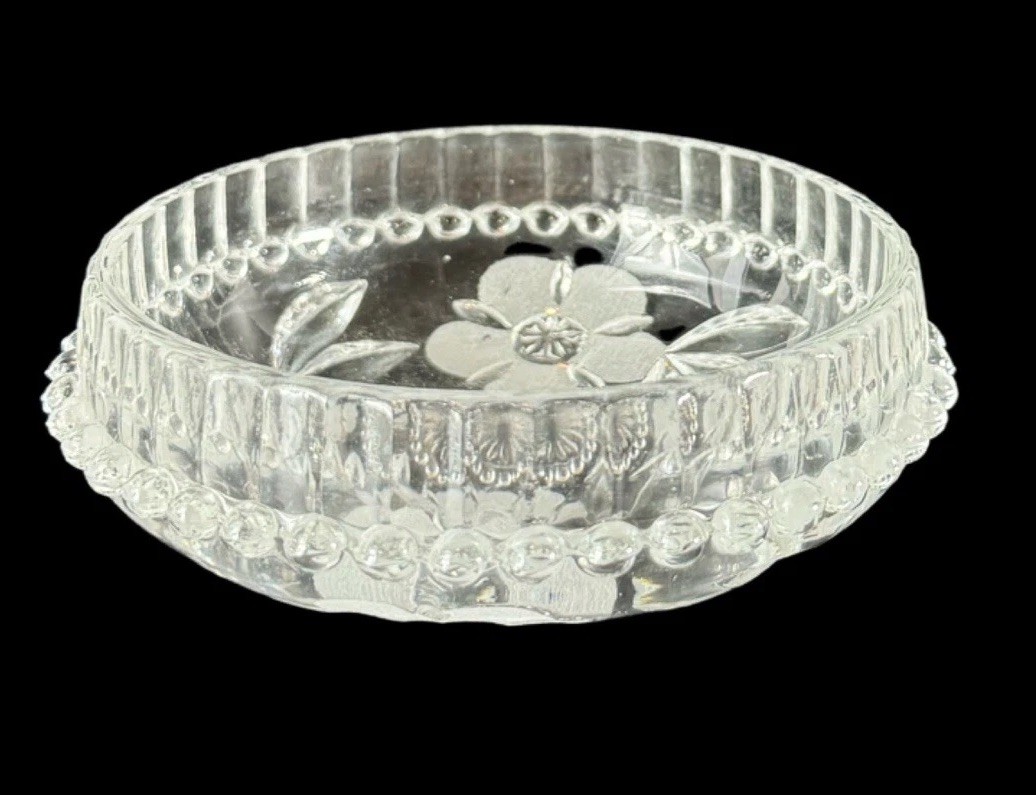 DECOR Italian Floral Beaded Art Glass Serving Bowl Set & Six Bowls Insalta Oslo