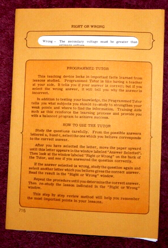 Vtg National Technical Schools Programmed Tutor Electronics Examination No 1