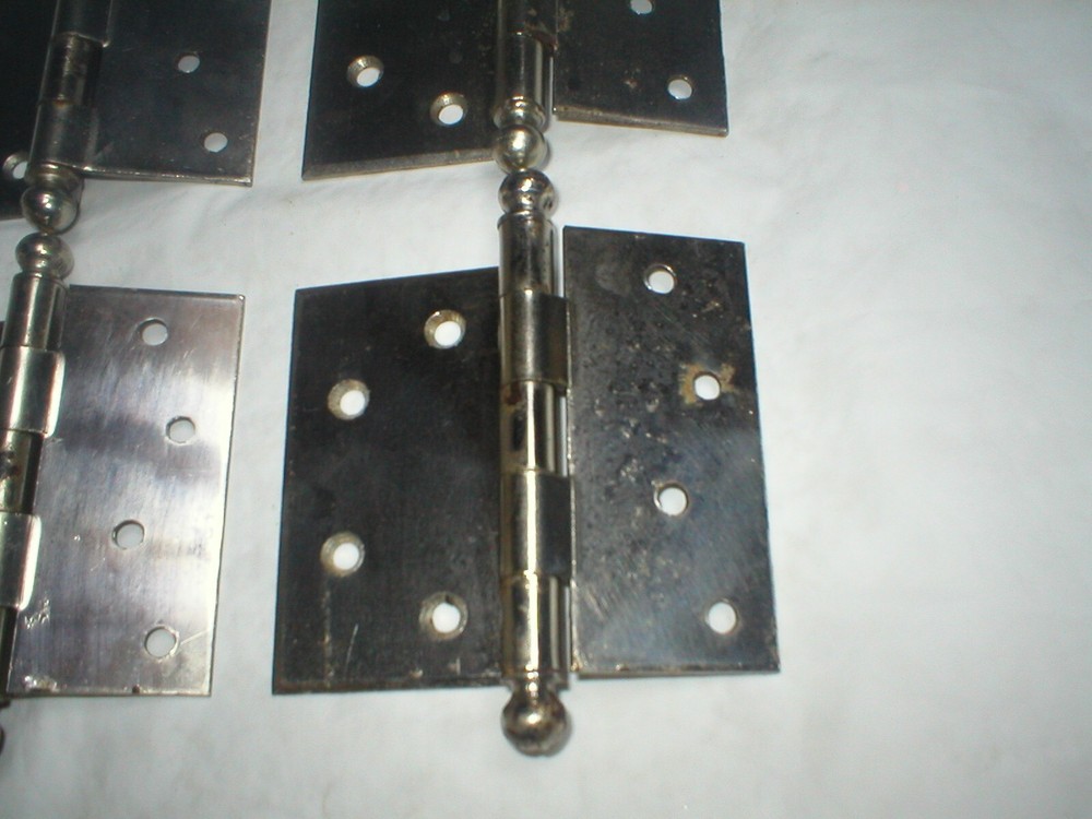 Antique Lawrence Ball Tipped Chrome Hinge Pair
