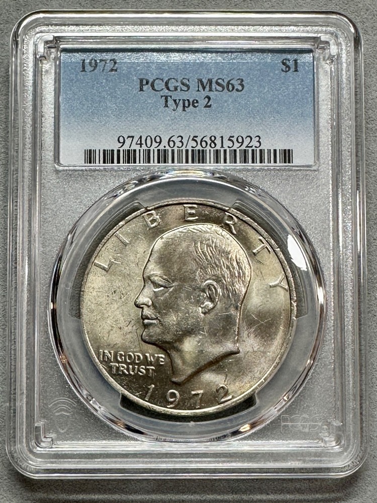 1972  TYPE 2   EISENHOWER DOLLAR  PCGS  MS63   KEY VARIETYT