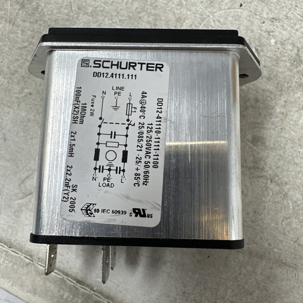 Schurter DD12.4111.111, AC Power Entry Modules Standard Filter QC, C14, 4A