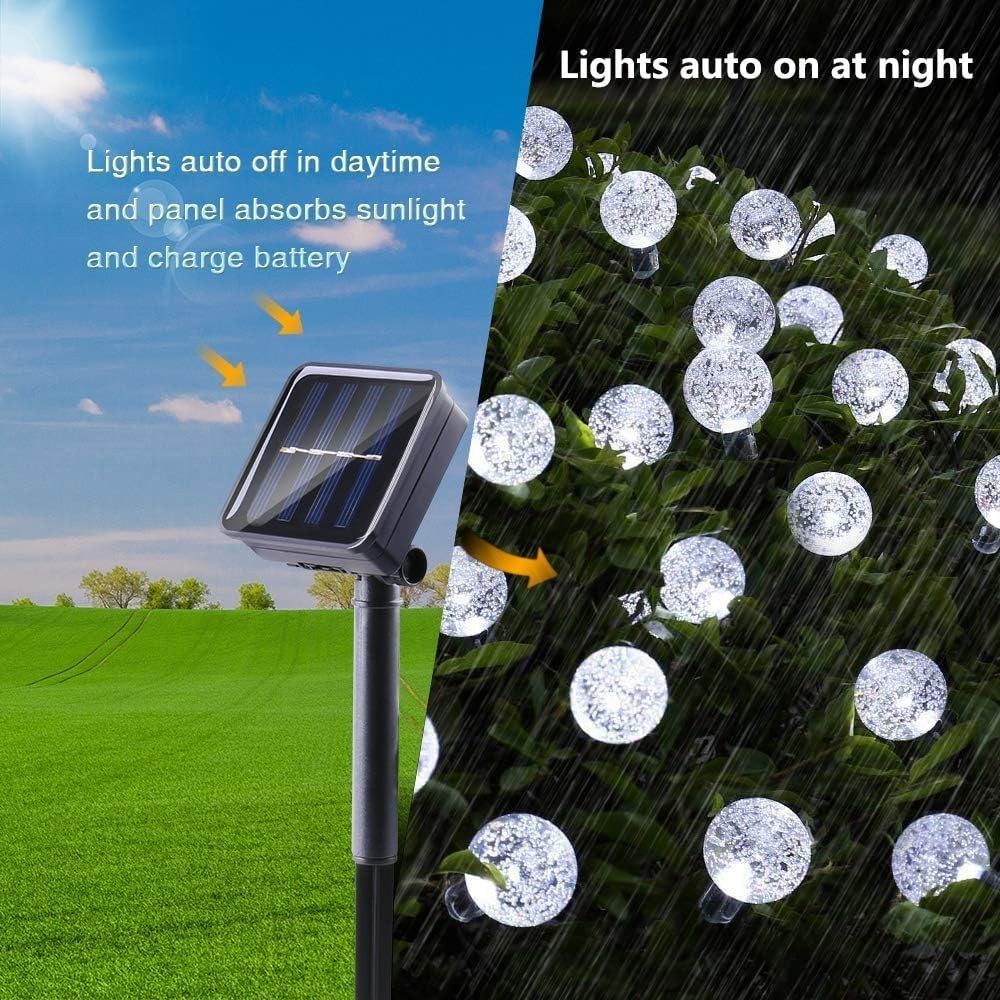 33FT 100LED Outdoor Solar Globe String Lights Bubbles Ball 8 Modes Yard Light