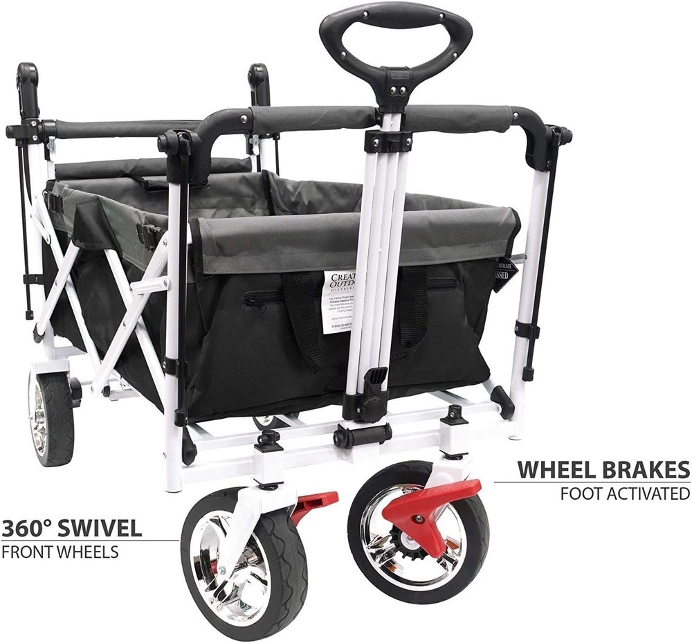 Creative Outdoor Push Pull Folding Wagon for Cargo | Beach Park Garden Black
