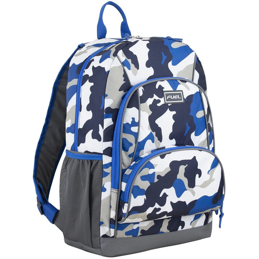 FUEL Multi Pocket Backpack Fun Prints Plush Blue 18 Inch Standard Functional