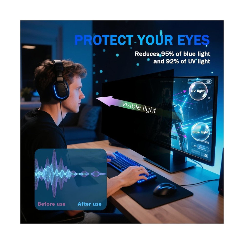 [2 Pack] Magnetic Computer Privacy Screen Filter 27 Inch for Frameless Monito...