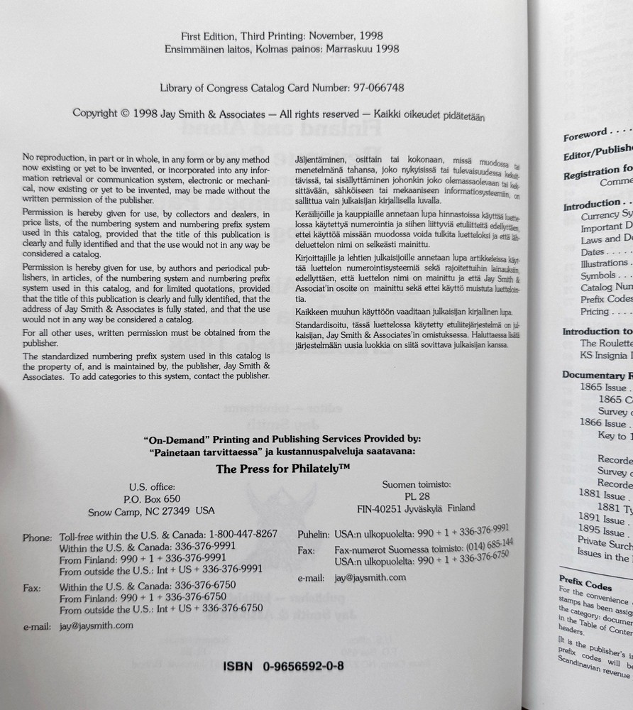 Finland Aland Revenue Stamp Catalog 1998 Saarinen Jay Smith Tarn Copy