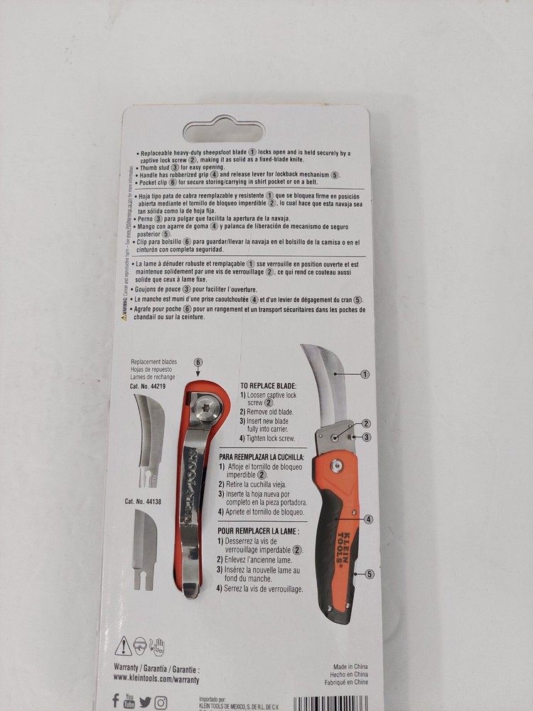 Klein Tools 44218 Folding Cable Skinning Utility Knife With Replaceable Blade