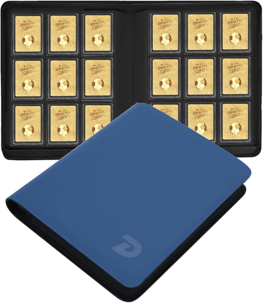 9 Pocket Top Loader Binder for 324 Cards, 18 Double-Sided Pages (Blue)