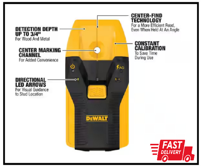 DEWALT Stud Finder, 3/4”, Locate Framing Studs Efficiently with LED Arrows, Idea