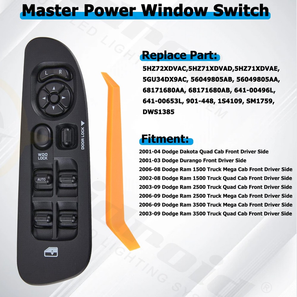 Driver Door Window Switch Panel Control&Bezel For 02-10 Dodge Ram 1500 2500 3500