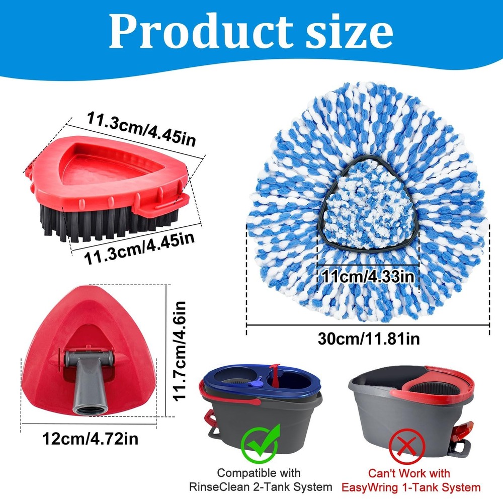 Mop Heads Replacements for O-Cedar RinseClean 2-Tank Spin Mop, Mop Replace He...