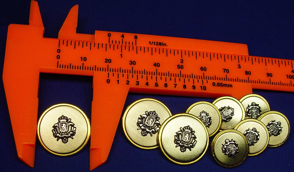 UNKNOWN BRAND REPLACEMENT BUTTONS 9 TWO-TONE SOLID METAL JACKET GOOD USED COND.