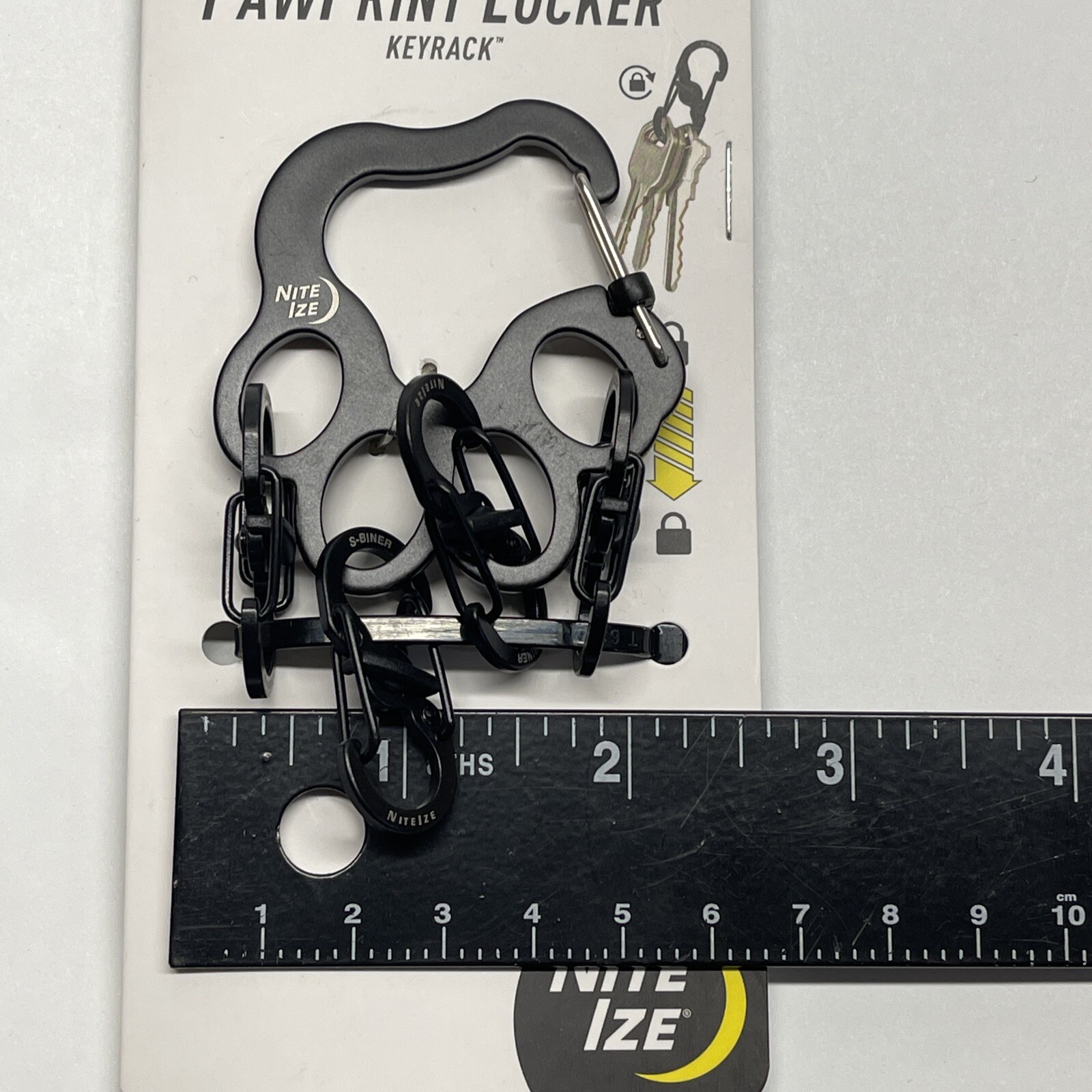 Nite Ize Pawprint Locker KeyRack Stainless Steel Organizer with Locking Carabi