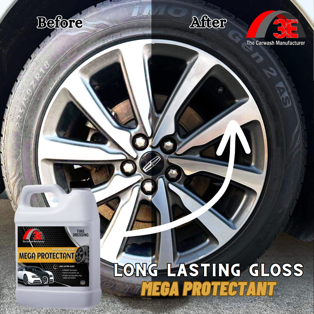 Mega Protectant Sprayable Tire Coating & Dressing Silicon-Based Formula Half Gal