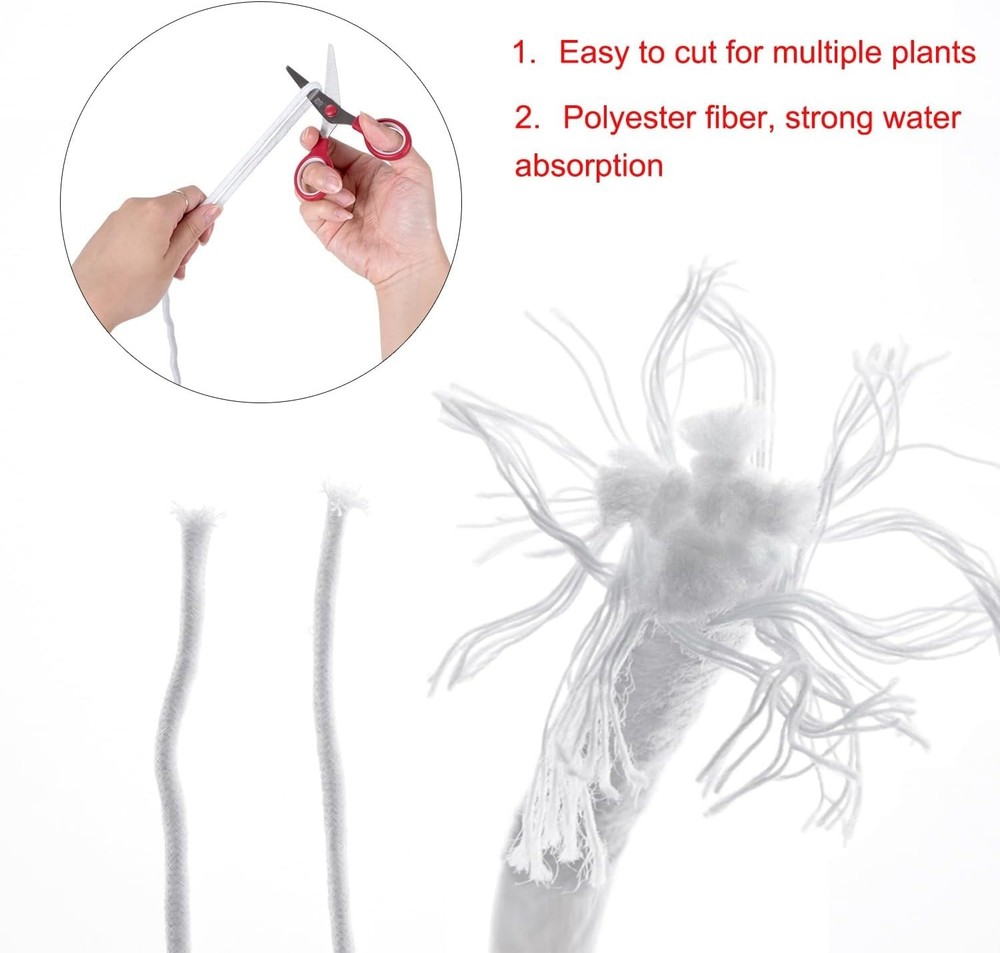 30 Ft Self Watering Wick Cord for Plants Automatic Hydroponic Drip System