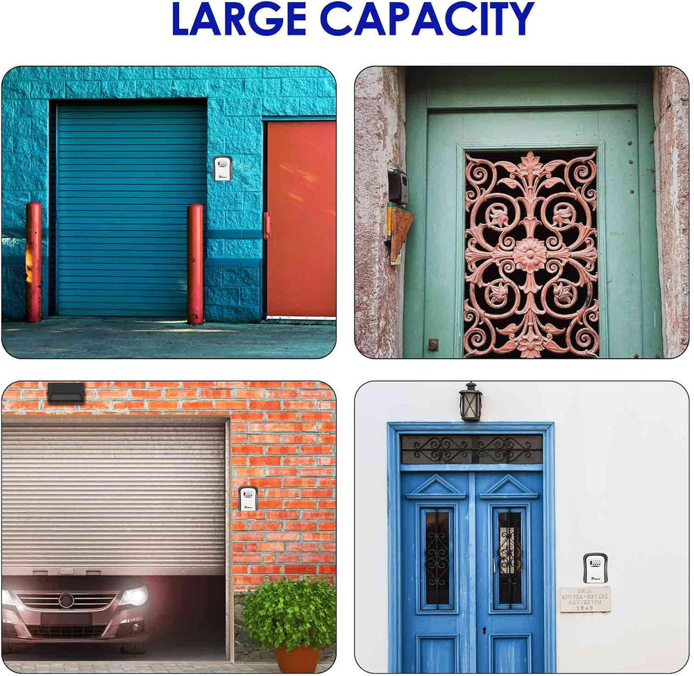 Key Lock Box, Waterproof Combination Lockbox Wall Mount 4 Digits, Resettable Key