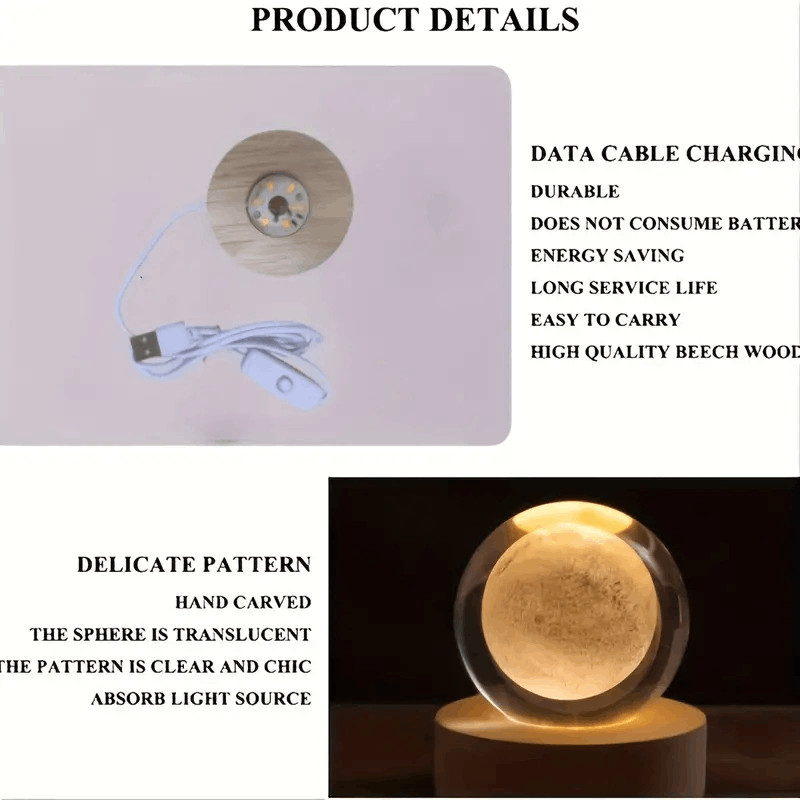 3D Color-Changing Outer Lunar Moon Crystal Ball Small Night Light