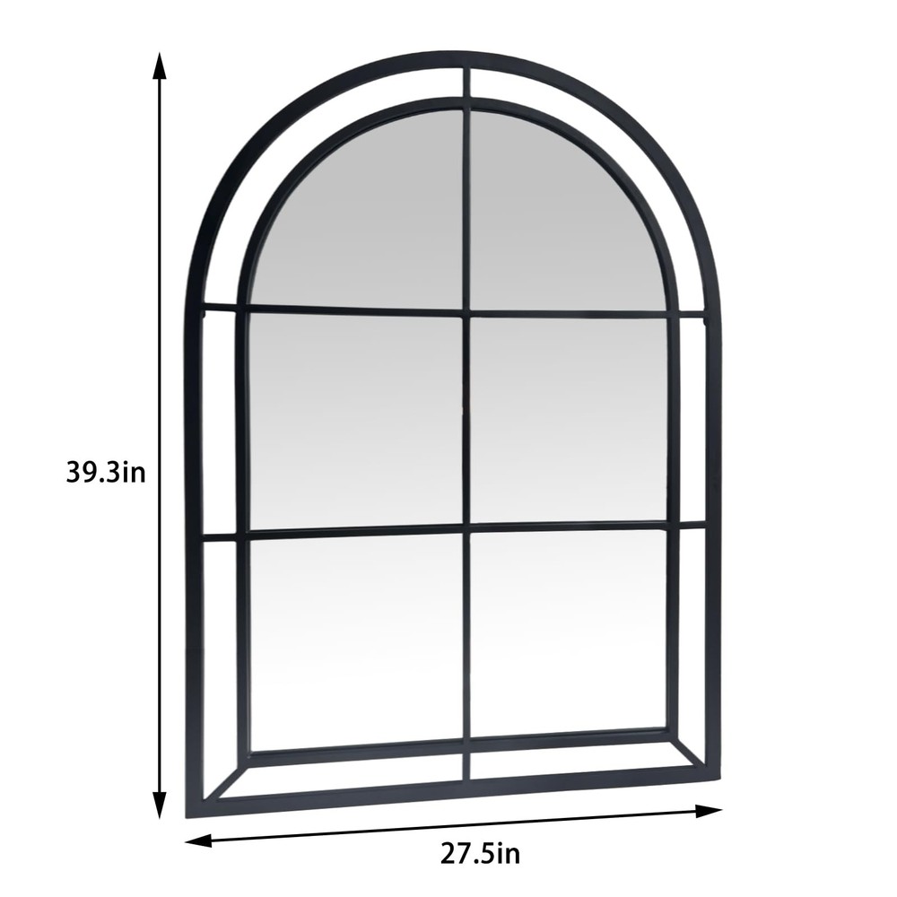 Arched Mirror,Big Decorative Black Window Pane Mirrors Decor for Wall Mouted/...