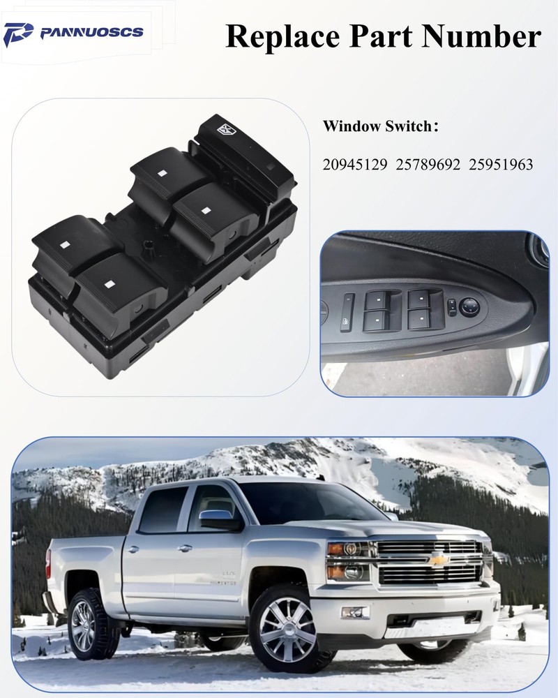 PANNUOSCS Window Switch Driver Side 20945129 Compatible with 2007-2013 Chevy...