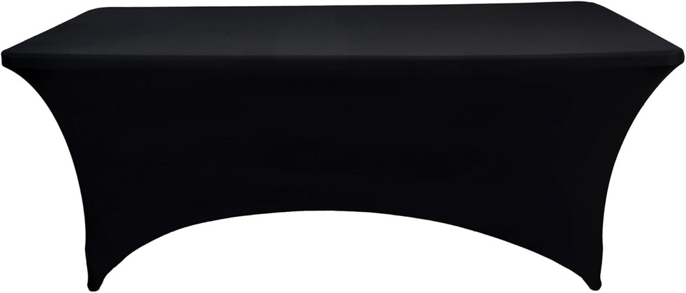 10-Pack 4ft Black Spandex Table Covers Rectangular Folding Tables Wrinkle