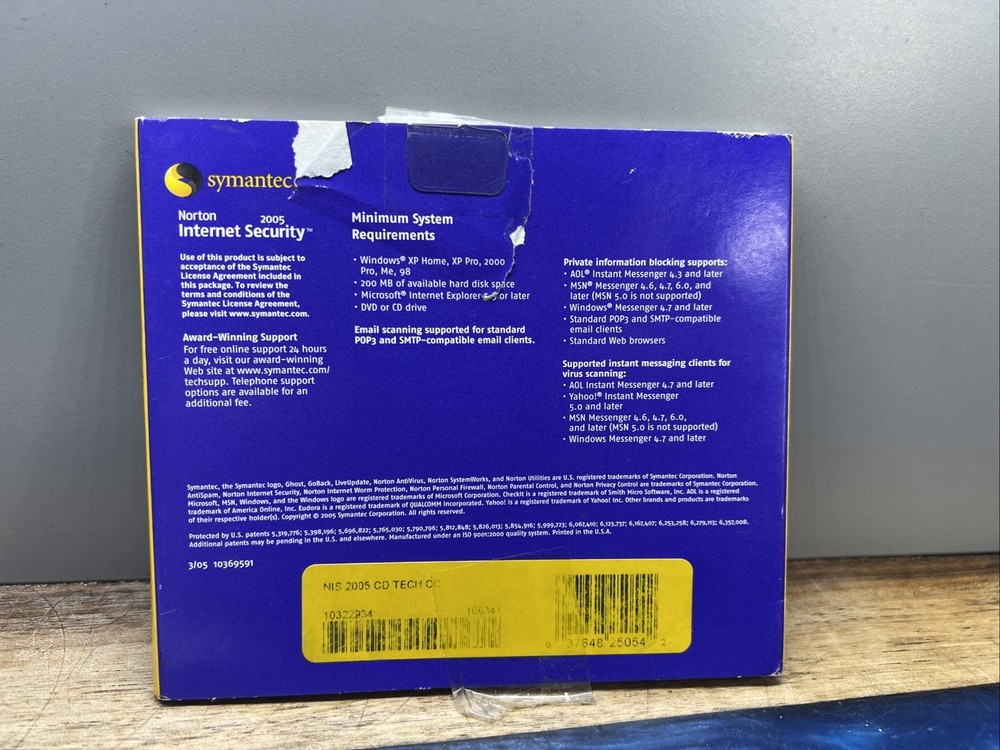 Norton Internet Security With Key Windows 2005 Mailer CD Vintage PC