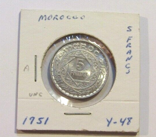 Morocco 1951 5 Francs unc Coin