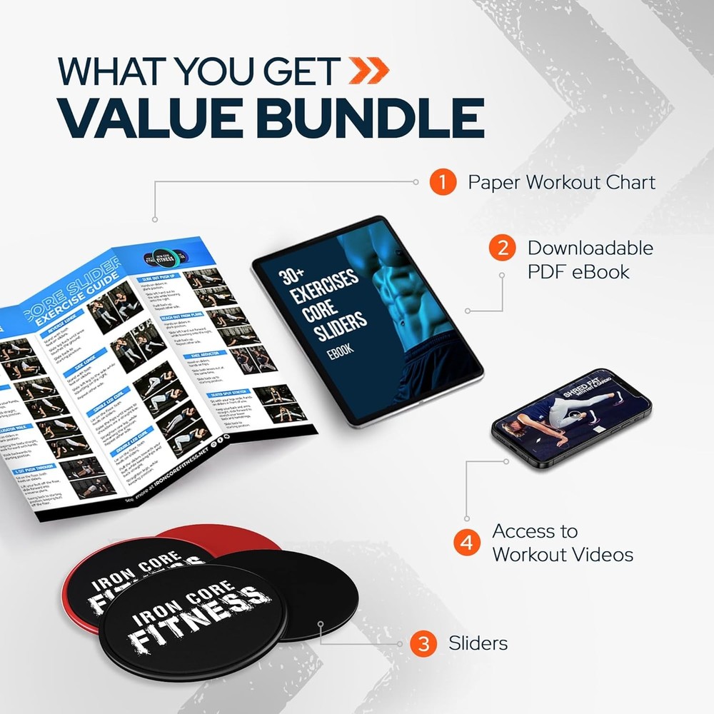 Multi Pack Core Sliders for Working Out, Dual Sided Exercise Gliding Discs (2 pa