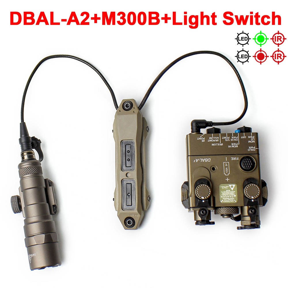 SOTAC DBAL-A2 IR + Vis Red / Green Laser Combo light + M300 Flashlight + Switch