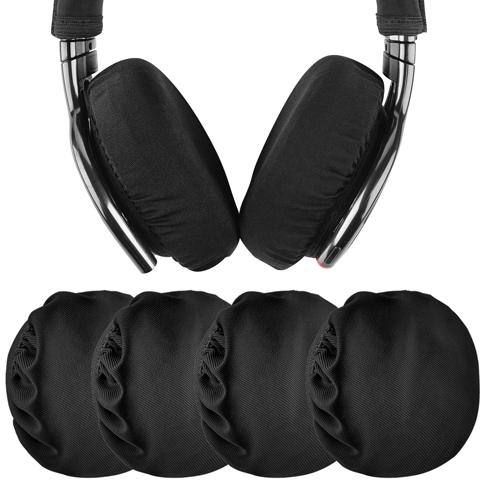 Geekria 2 Pairs Fabric Washable Headphone Ear Covers (M / Black)