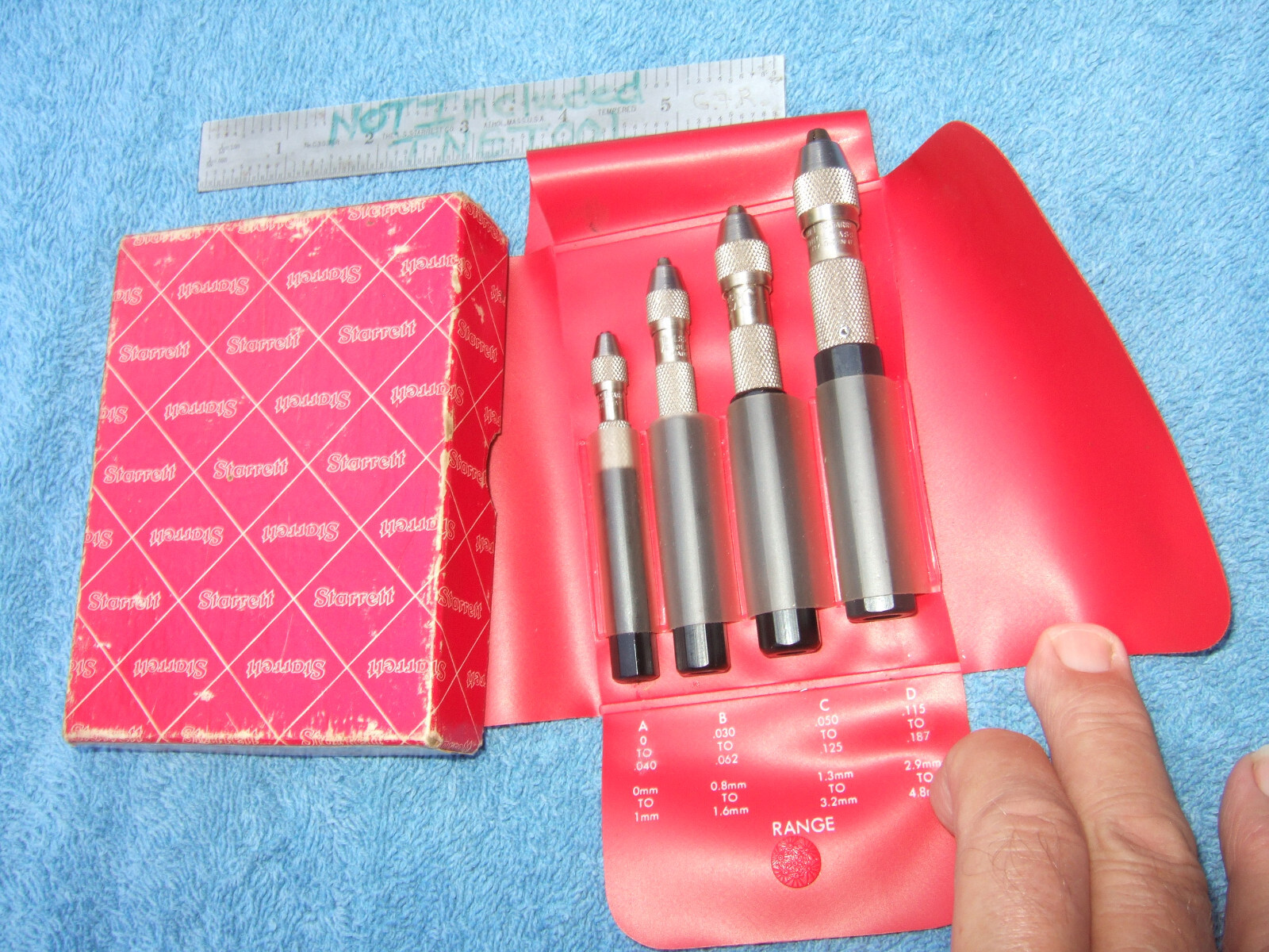 Starrett No S166 Pin Vise Set Vintage USA Octagonal Handle MACHINIST TOOLMAKER 2