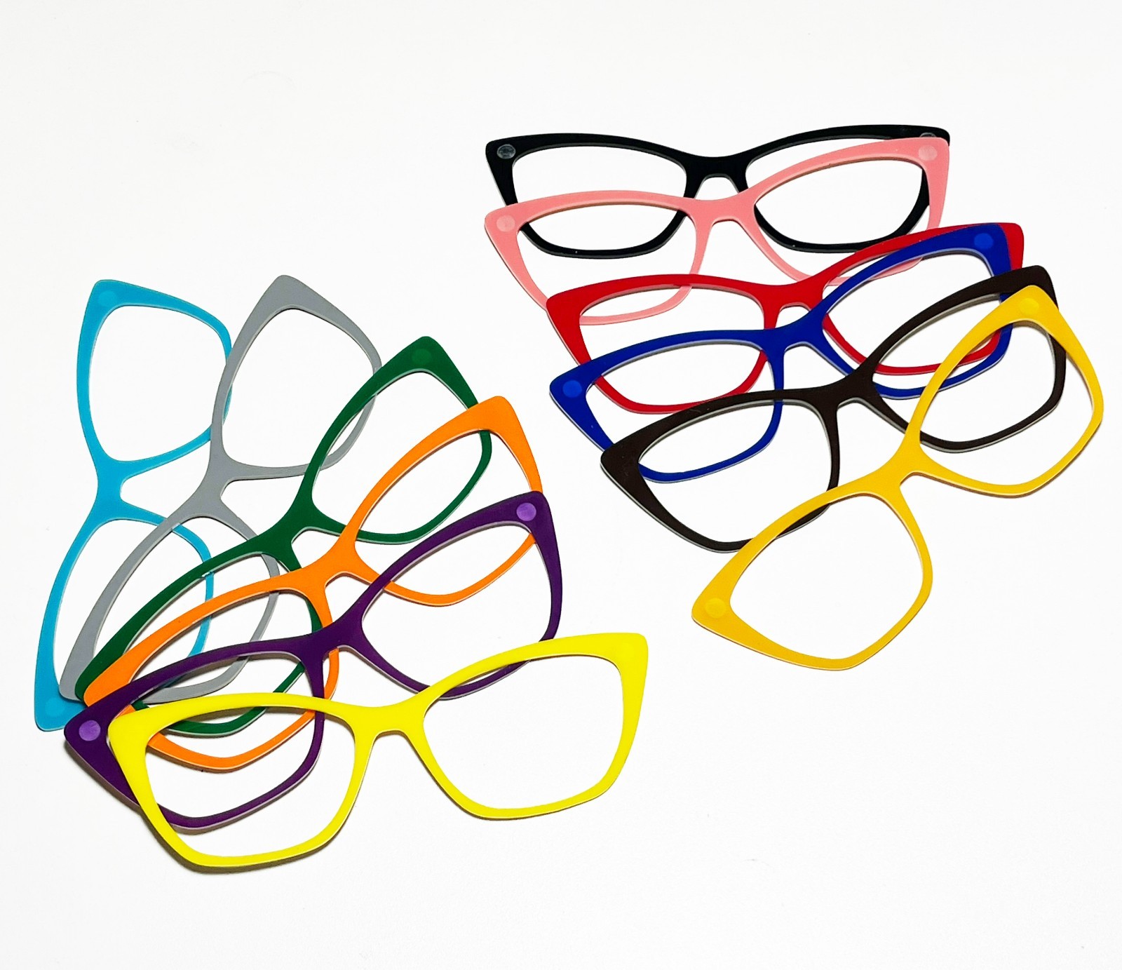 PAIR EYEWEAR COMPATIBLE BLANKS - Solid Color Acrylic Laser Cut Frame Toppers