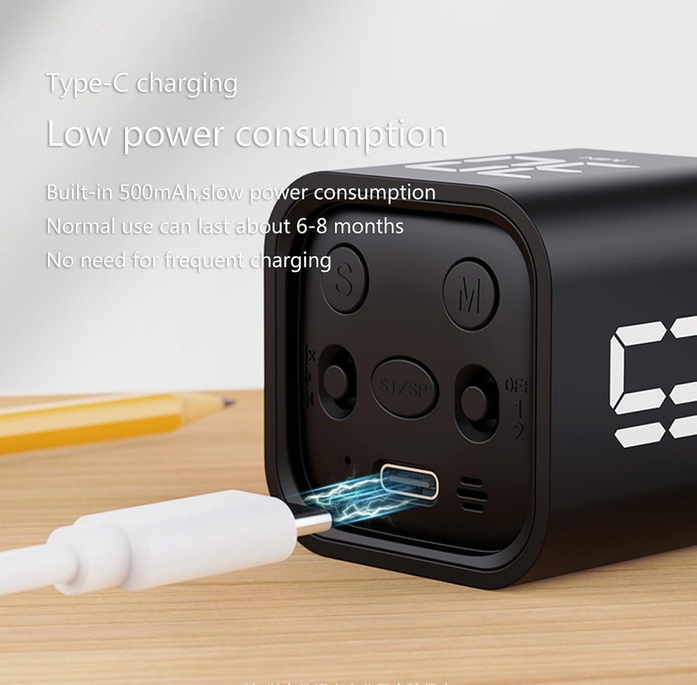 Digital Cube Pomodoro Timer Desk Rechargeable Productivity Timer 5/10/30/60Min