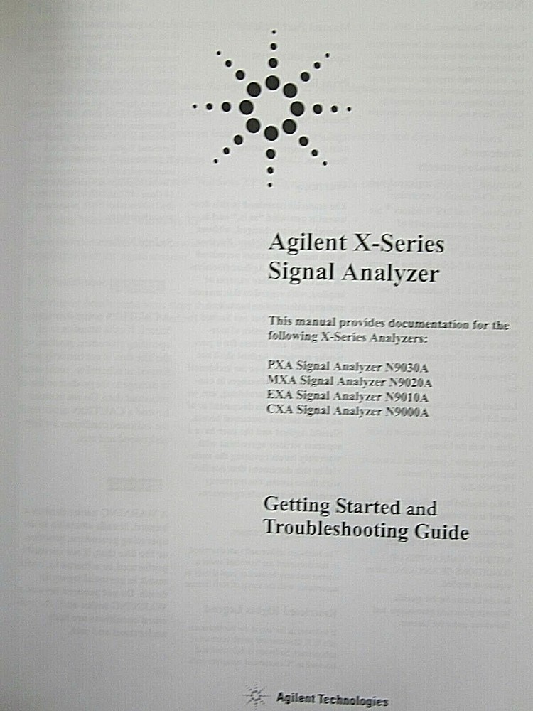 Agilent X-Series Signal Analyzers Getting Started and Troubleshooting Guide