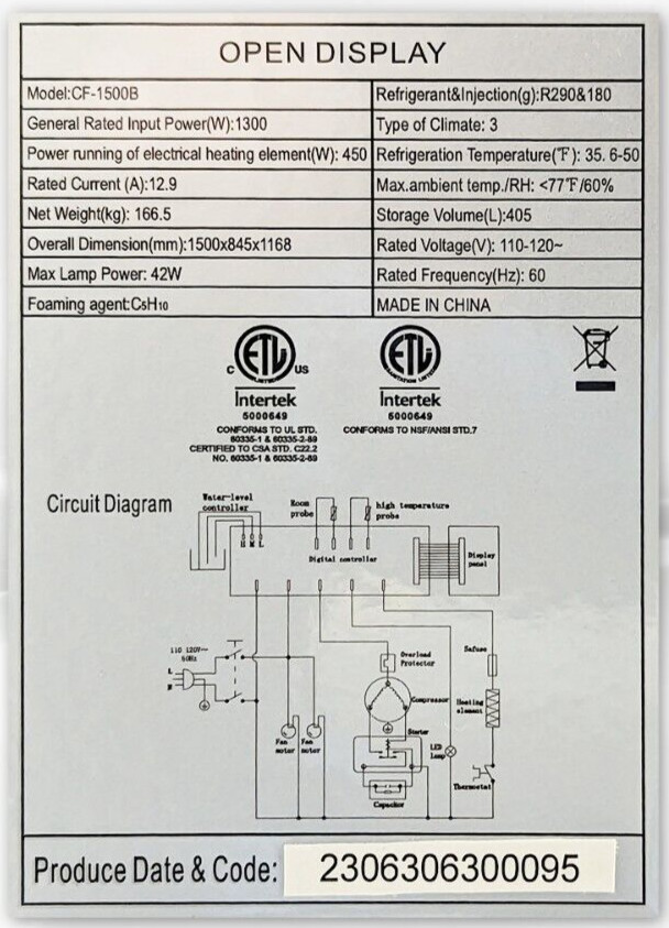NSF 60" W Refrigerated Open Air Cooler Display Case Grab & Go Merchandiser CSA