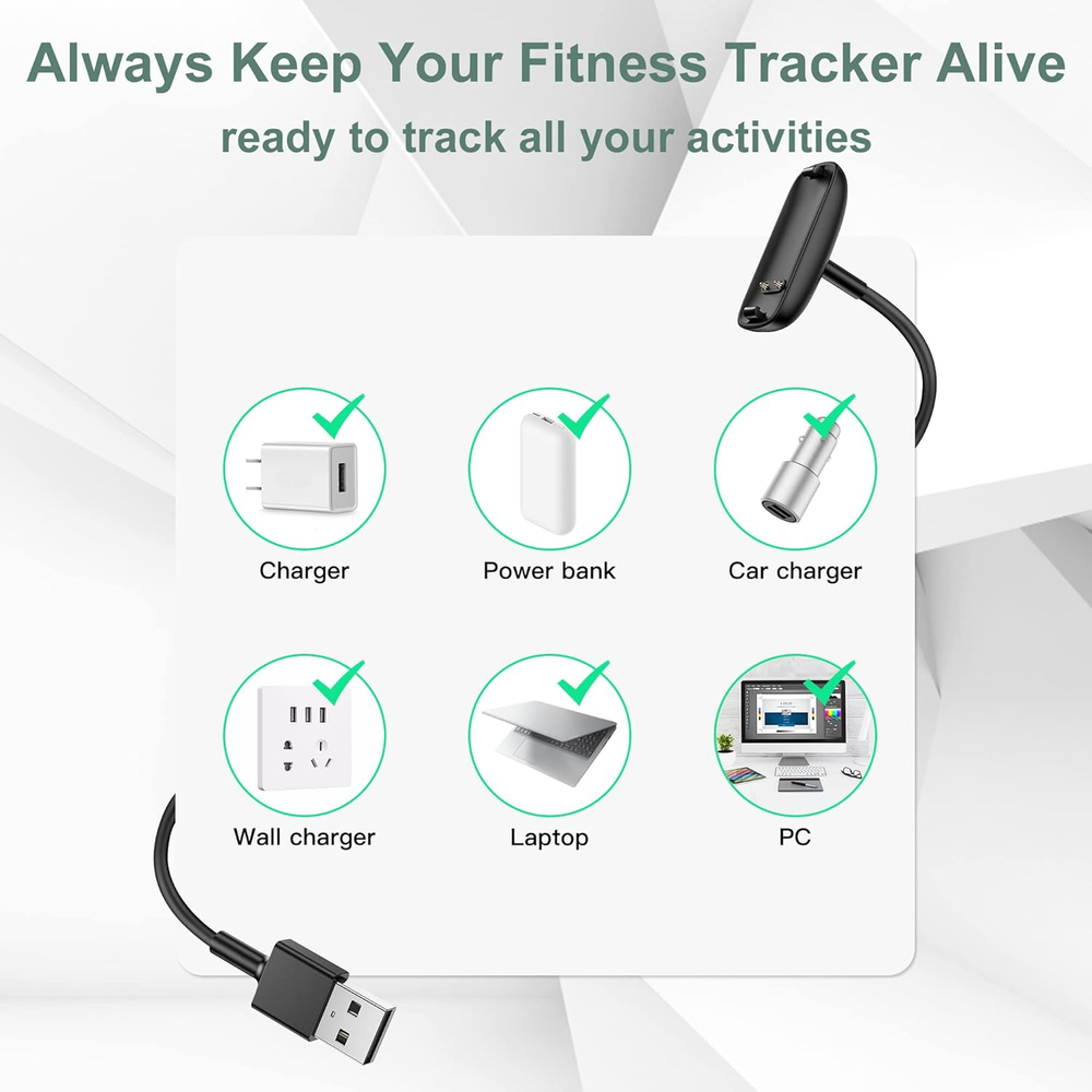 Charger Cable Replacement for Fitbit Inspire 3 (2 Pack/3.3Ft)