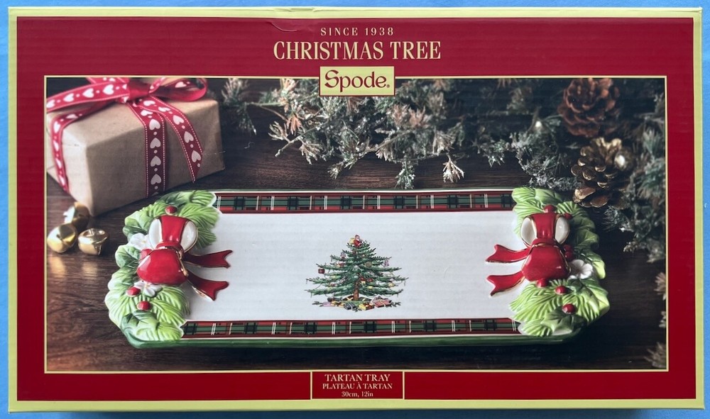 Spode Christmas Tree Tartan Serving Tray New