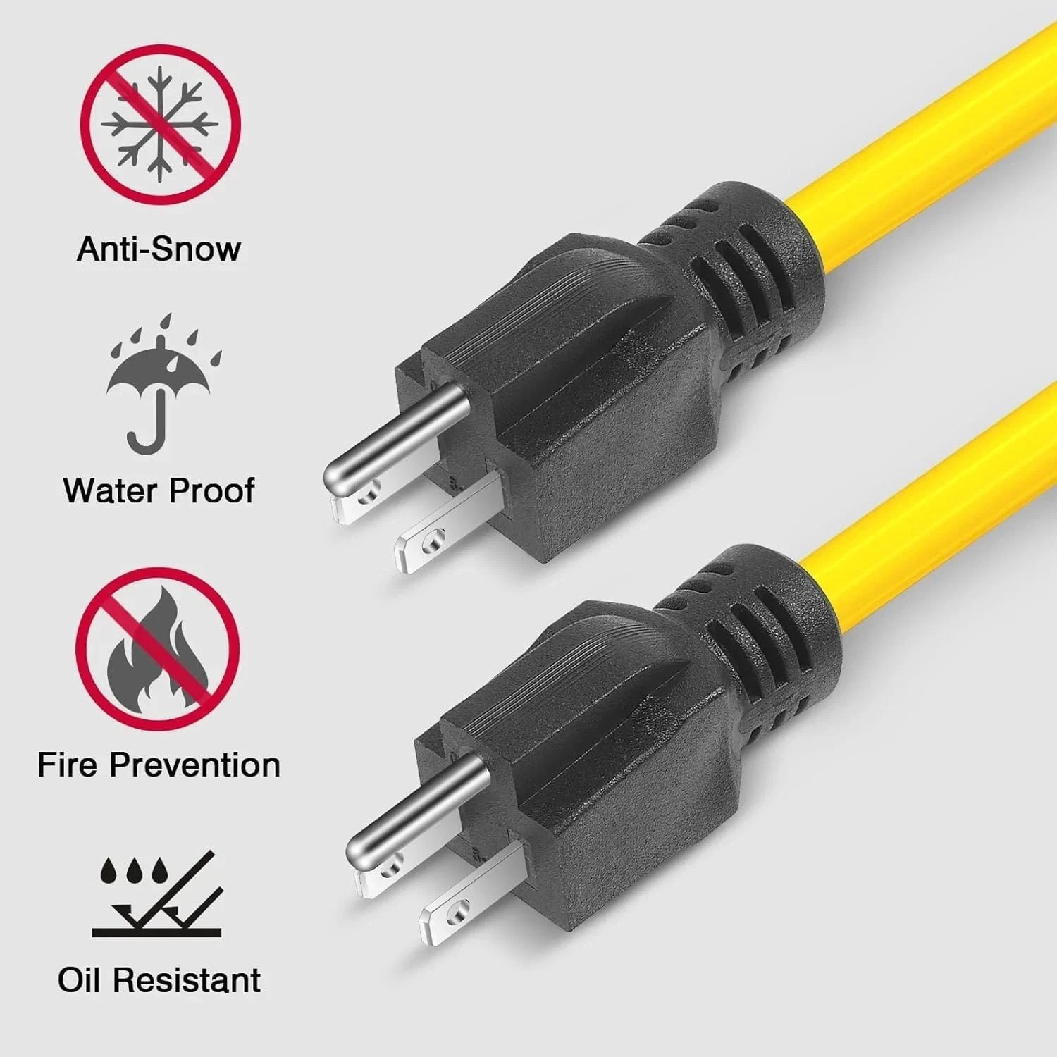 3 Prong Plug 125V Double Male Extension Cord For NEMA 5-15P to 5-15P Yellow
