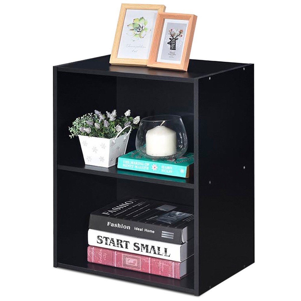 2PCS 2 Tier Open Shelf Night Stand End Table Sofa Side Storage Display Black