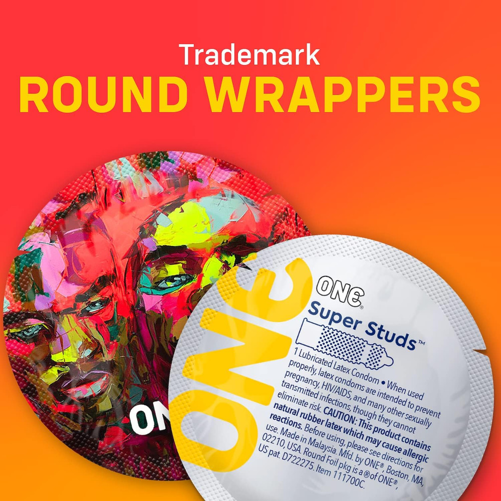 ONE® Condoms Super Studs | Textured Latex Condom | 36 Pack