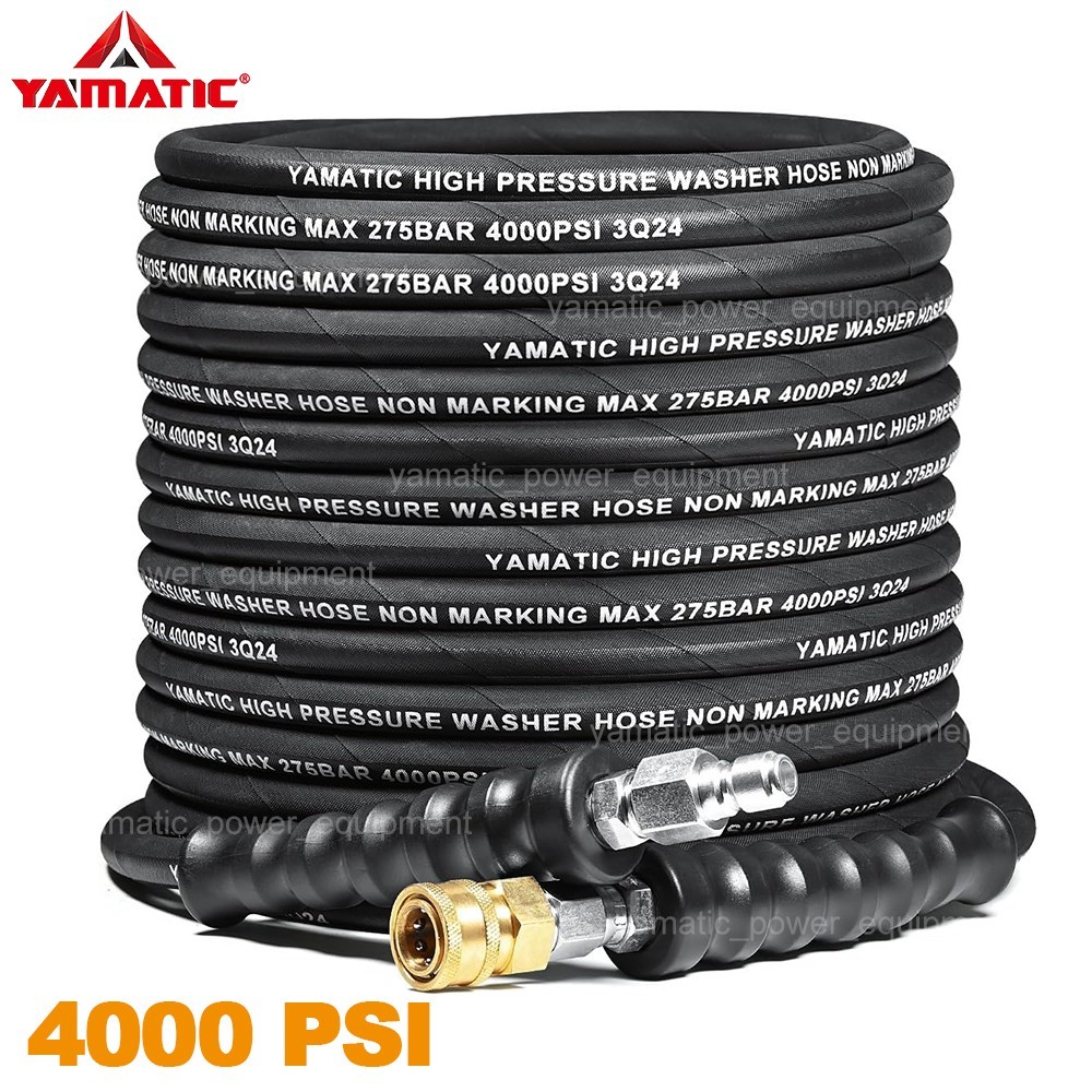 YAMATIC 4000 PSI 5/16" Flexible Pressure Washer Hose Non-Kink 3/8" Quick Connect