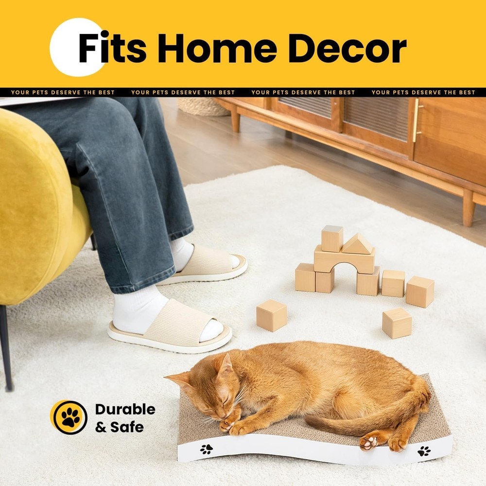 Unique Medium Cat Scratcher - Durable Cardboard with Eco-Friendly Certification