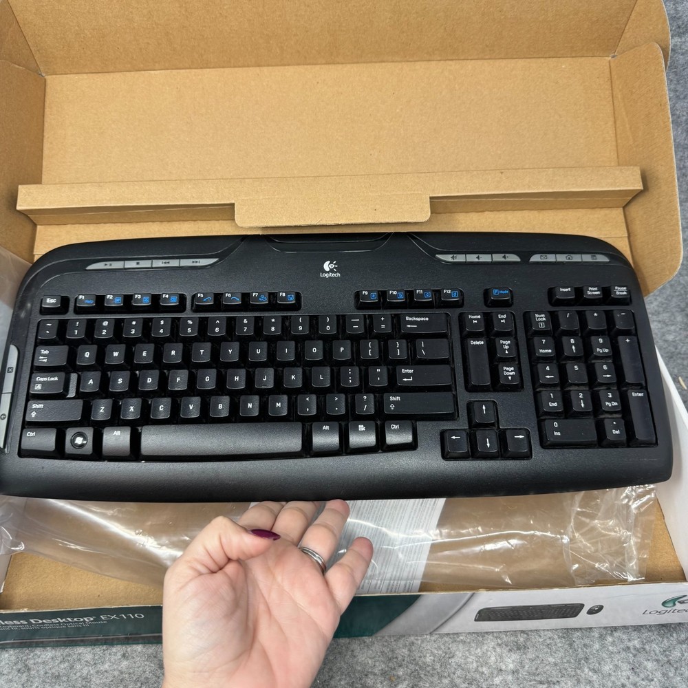 Logitech EX110 Cordless Desktop Wireless Keyboard & Optic Mouse Open Box