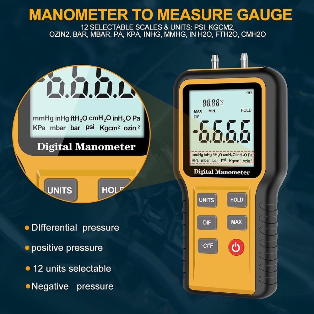 HVAC Digital Manometer Pressure Tester