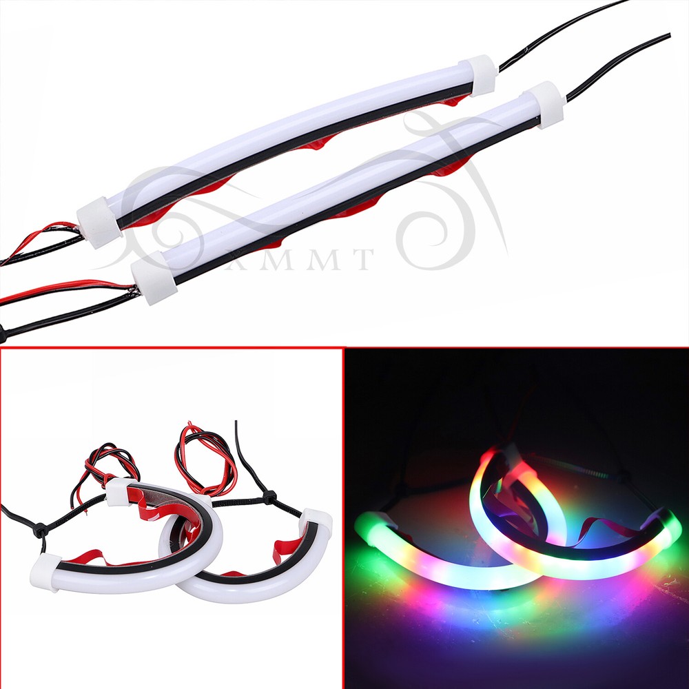 2 Pcs Colour Switchback LED Fork Turn Signal DRL Light Strips For Motorcycle