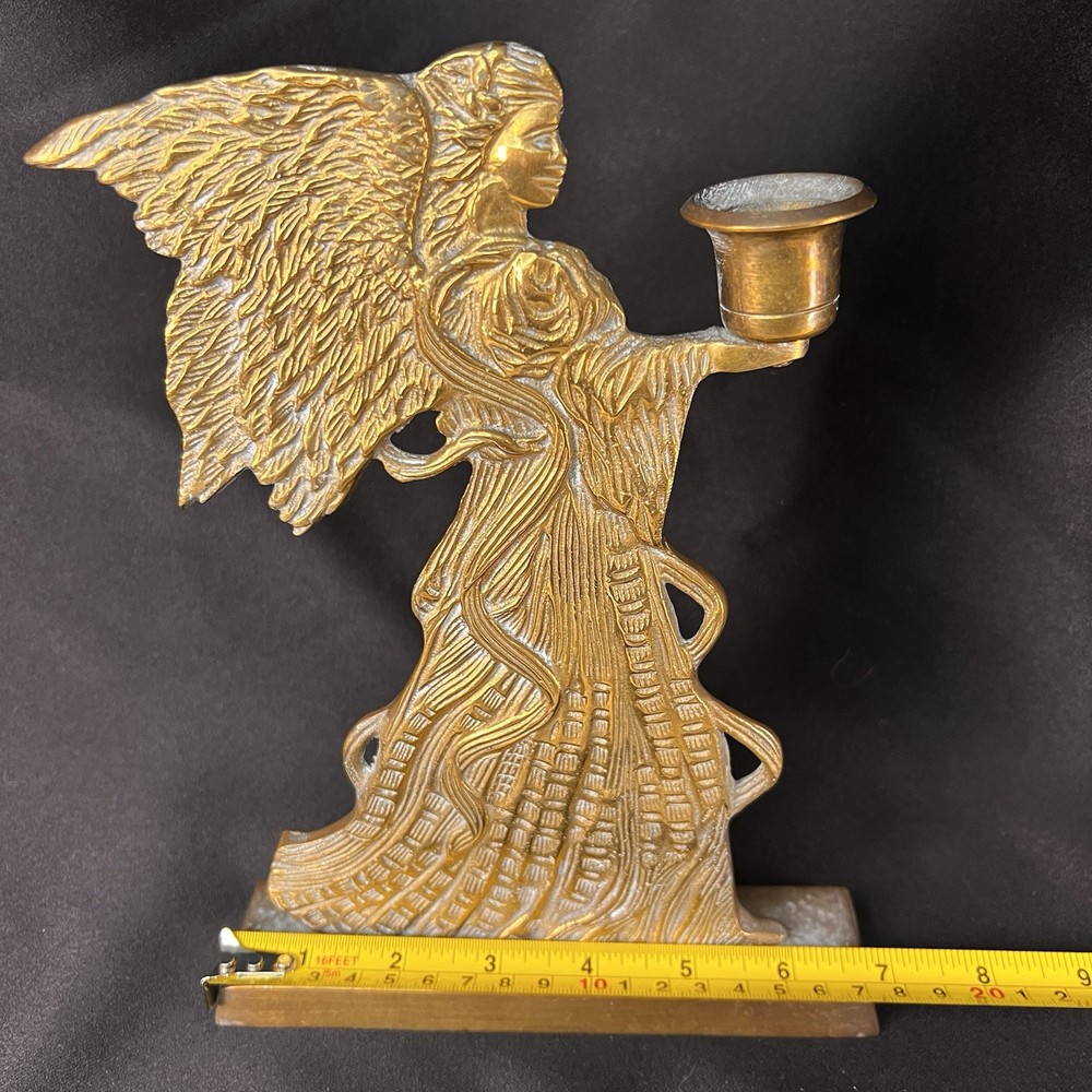 Solid Brass Angel Candle Candlestick Holder, Double Sided, 9-inch