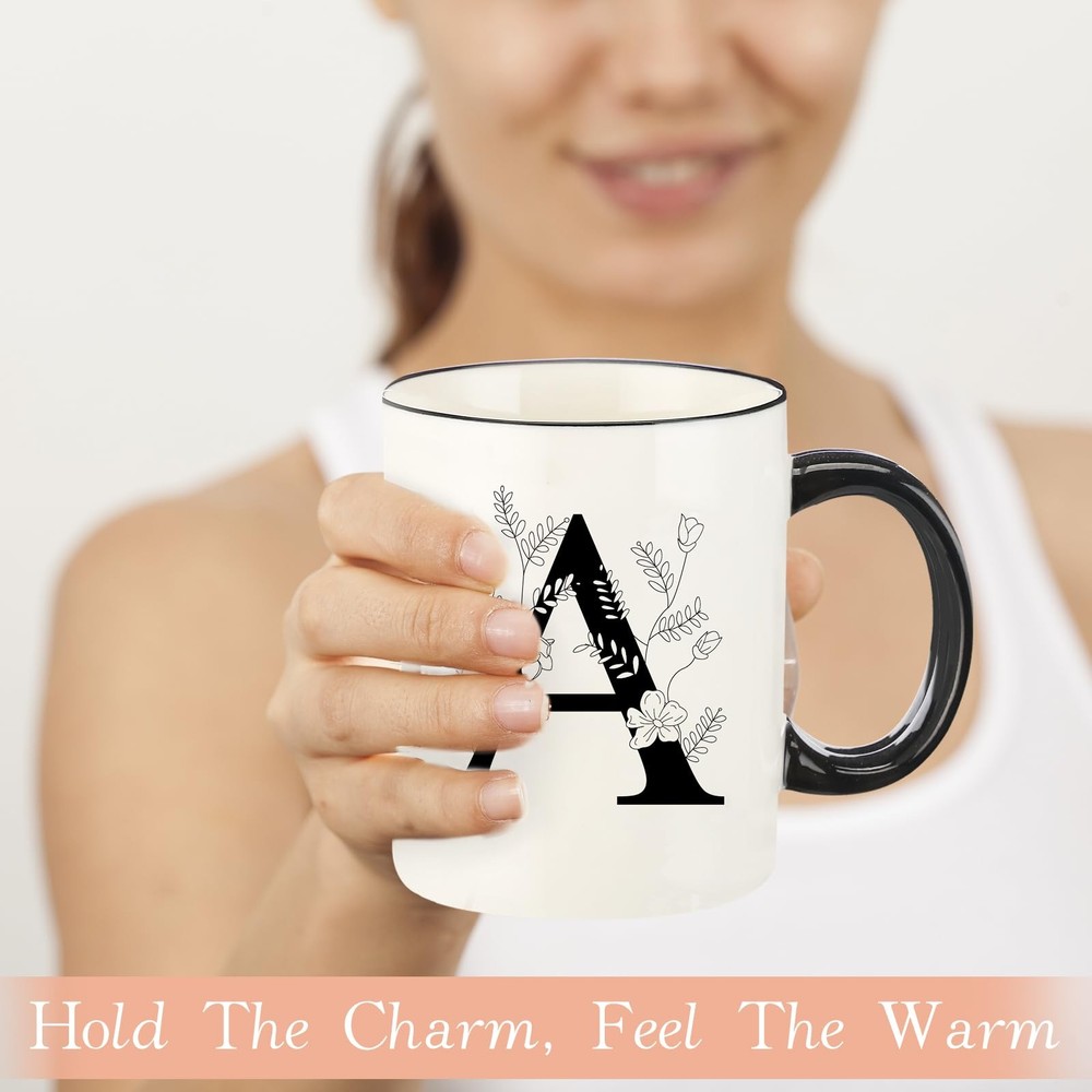 Monogram Ceramic Coffee Mugs, 11 oz Initial Drinking 11 Ounces, ceramic-cup-a
