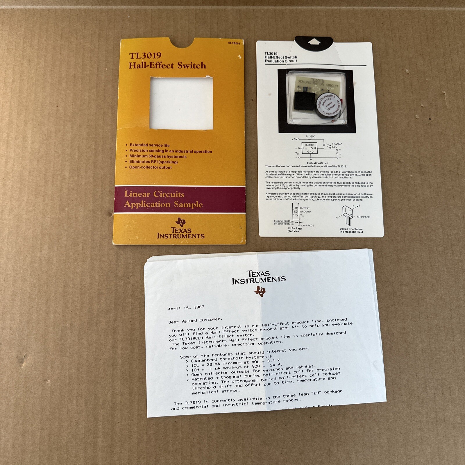 NOS RARE TEXAS INSTRUMENTS HALL EFFECT SWITCH DEMONSTRATOR KIT LINEAR CIRCUITS