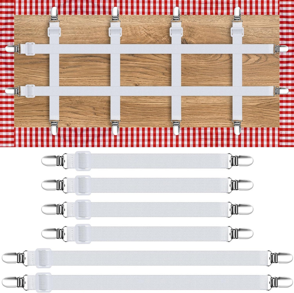 6 Pack Hidden Strap Tablecloth Clips for Outdoor Elasticity Picnic Table Clips T