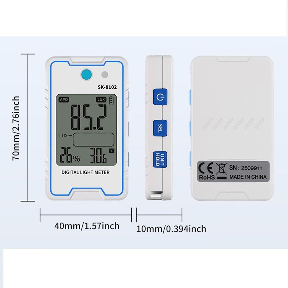 SK-8102 Light Intensity Meter for For MINI 0.1-999900 Lux Flicker Test Function
